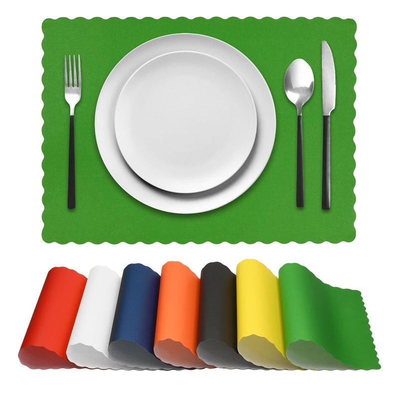 Netko Paper Placemats for Dining Table - Disposable Scalloped Edges Color Table Mats Great for Parties and Christmas Table Decorations 10"x14" (Hunter Green) 50ct - Image 2